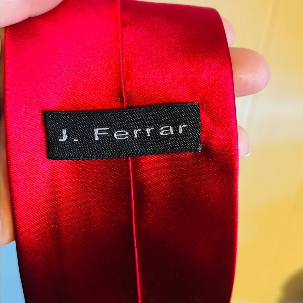 Ferrari Red Solid Satin Men's Tie - Picture 2 of 4